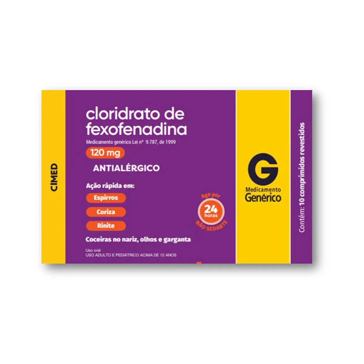 Imagem de Cloridrato de Fexofenadina 120mg 10 comprimidos Cimed Genérico