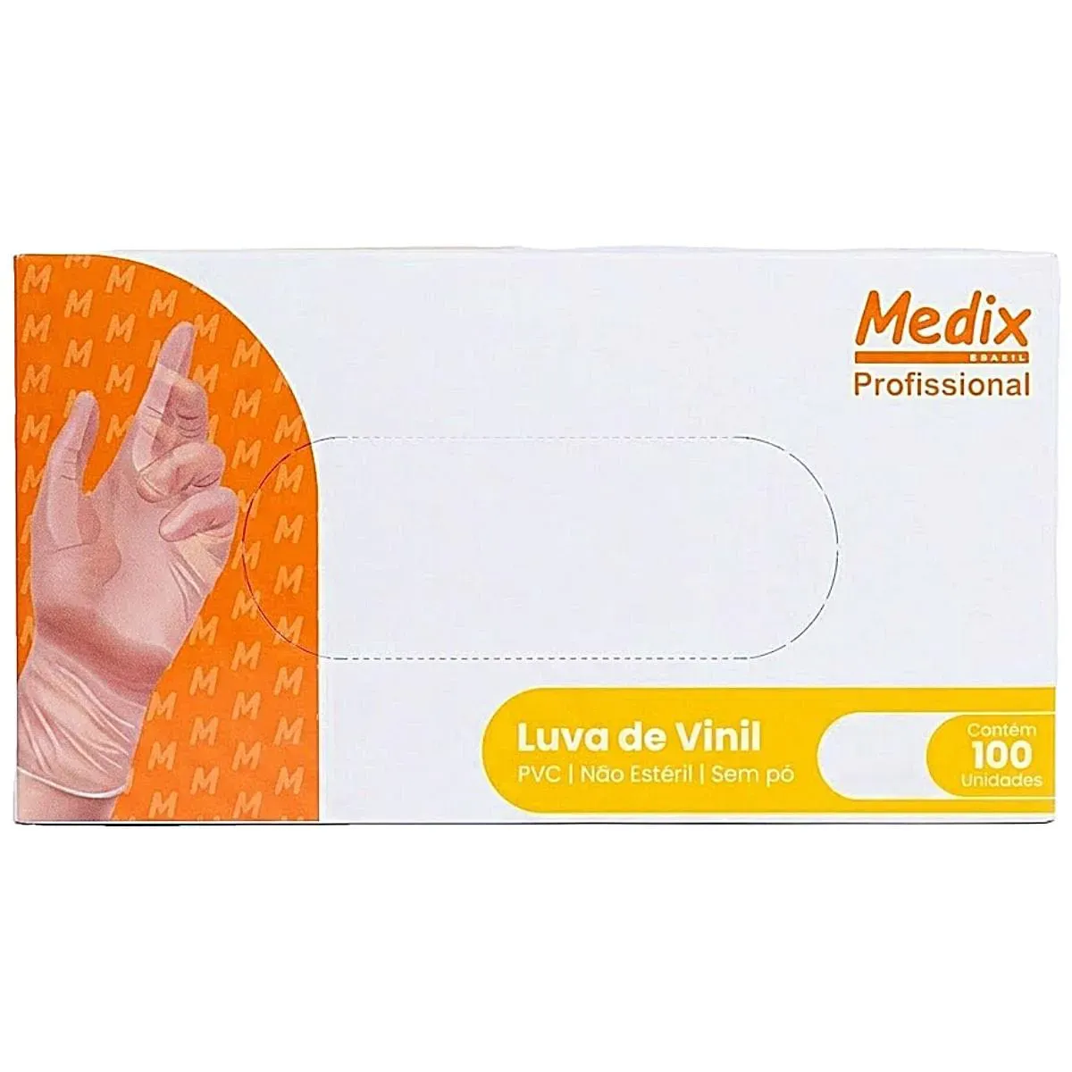 Imagem de Luva de Vinil sem Pó Medix Profissional Tam M - 100 Unidades