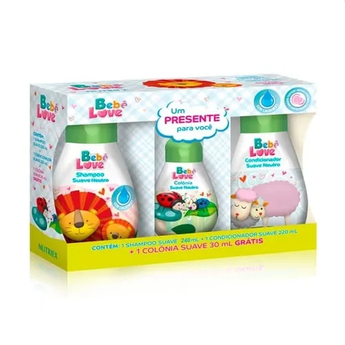 Imagem de Kit Bebê Love shampoo com 240mL + condicionador com 220mL + grátis, colônia Bebê Love, suave com 30mL