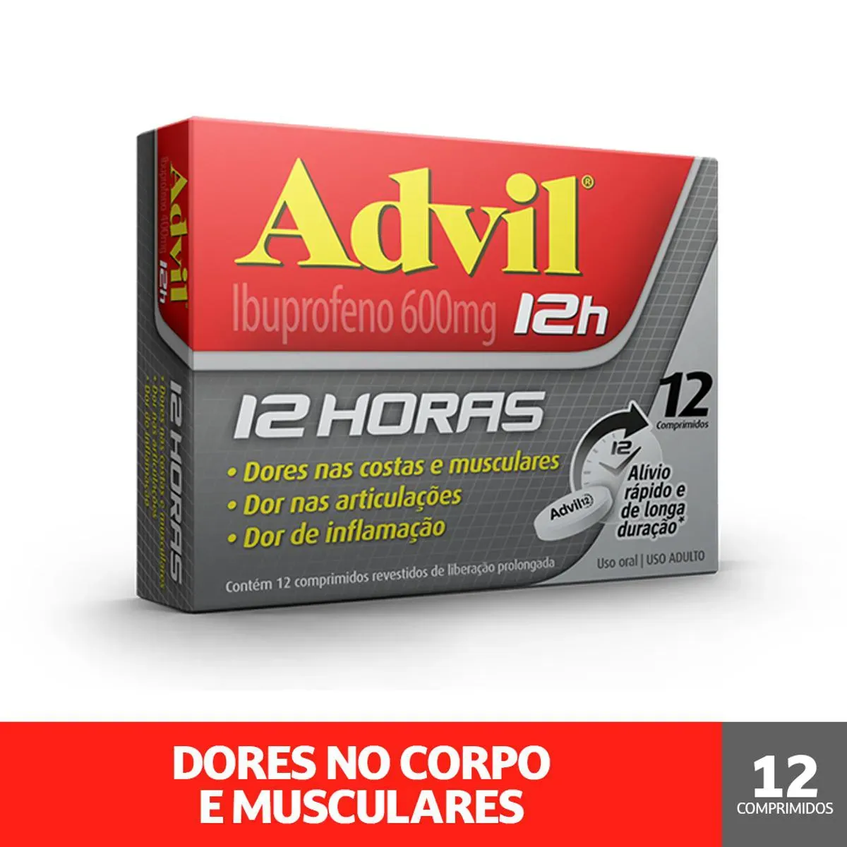 Imagem de Advil 12h Ibuprofeno 600mg 12 comprimidos
