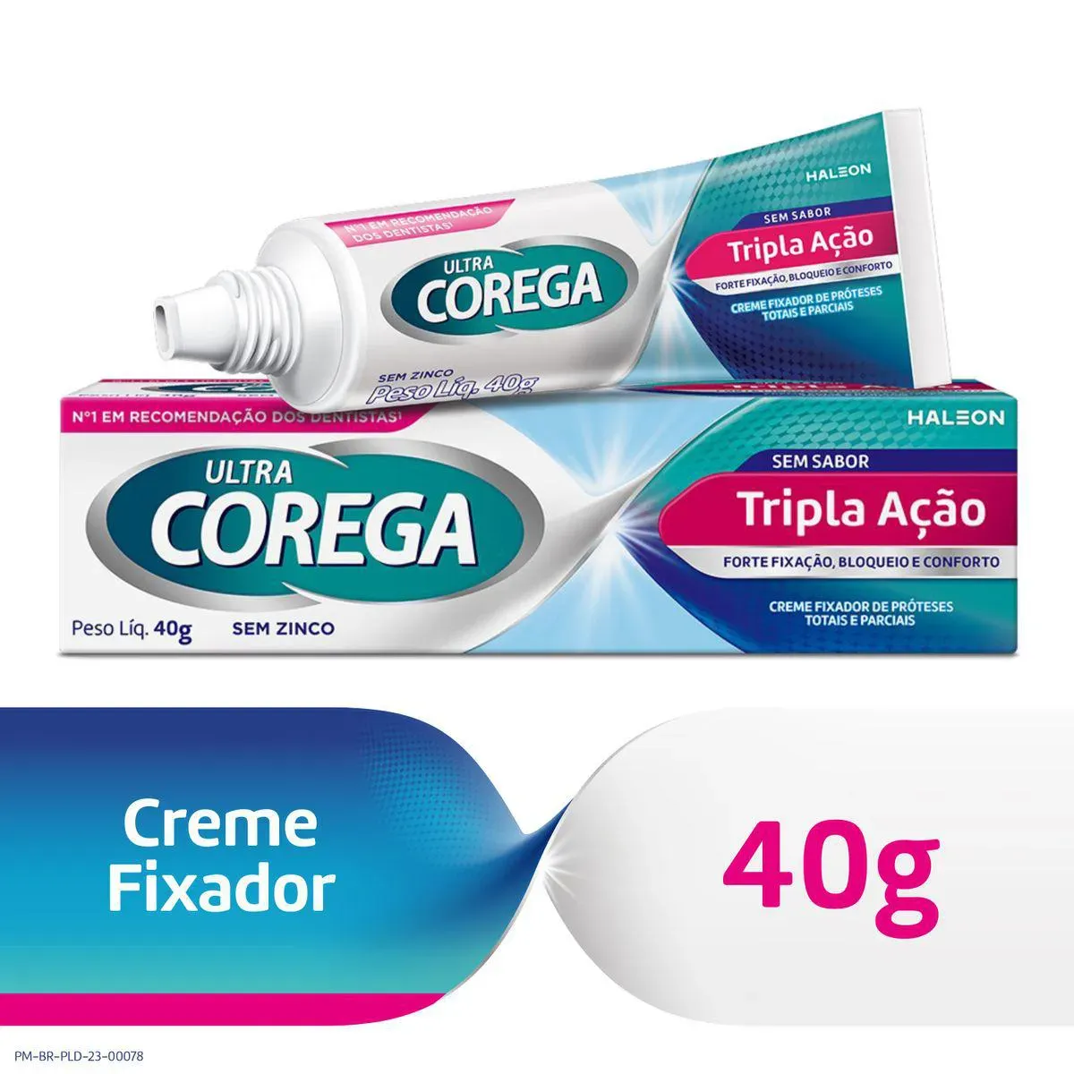 Imagem de Creme Fixador de Dentadura Ultra Corega Tripla Ação Sem Sabor 40g