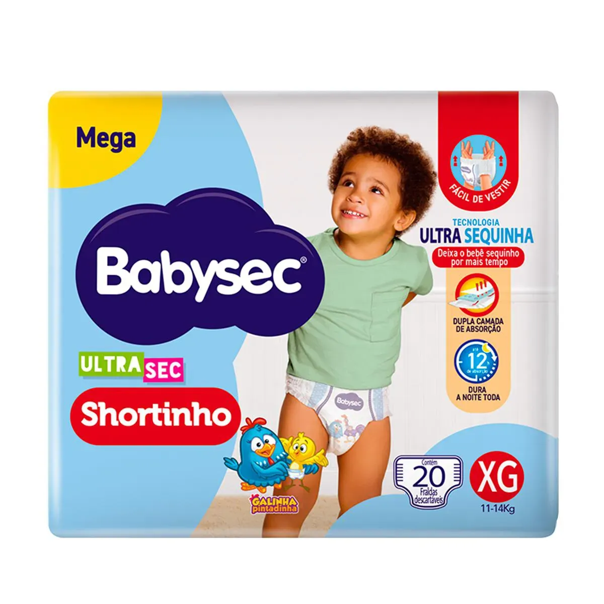 Pacote de fraldas Babysec Ultrasec Shortinho Mega tamanho XG