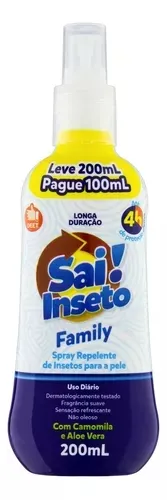 Imagem de Repelente Sai Inseto Nutriex 200ml Family Ate 4h Spray