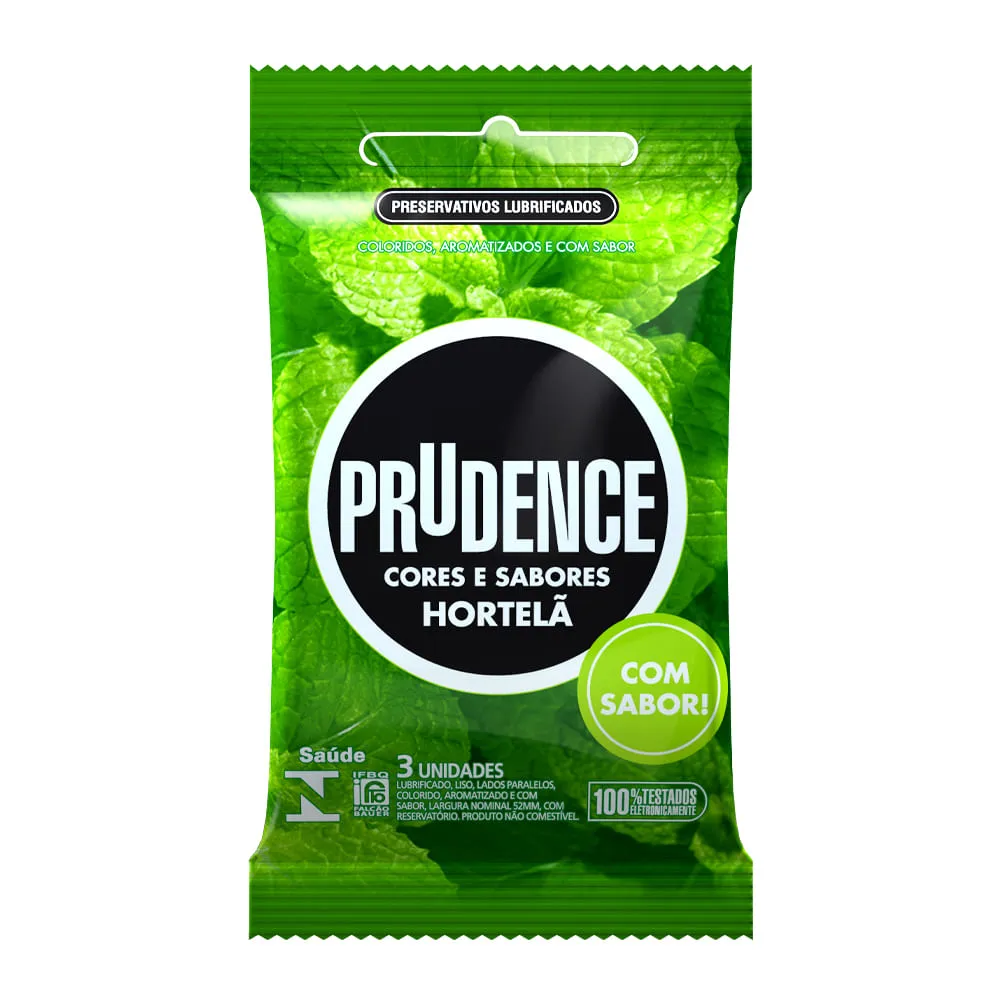 Imagem de Preservativo Prudence Cores e Sabores Hortelã 3 unidades F