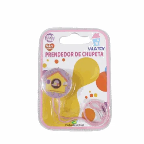 Imagem de Prendedor de Chupeta Vila Toy rosa com 1 unidade