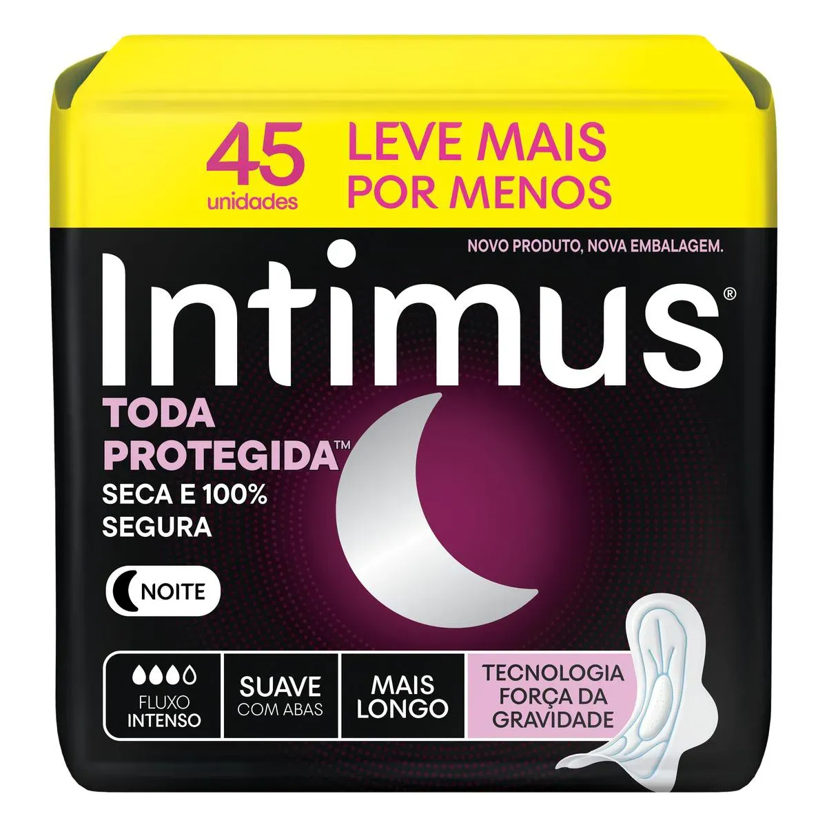 Imagem de Absorvente Intimus Noturno Toda Protegida Cobertura Suave Com Abas 45 unidades