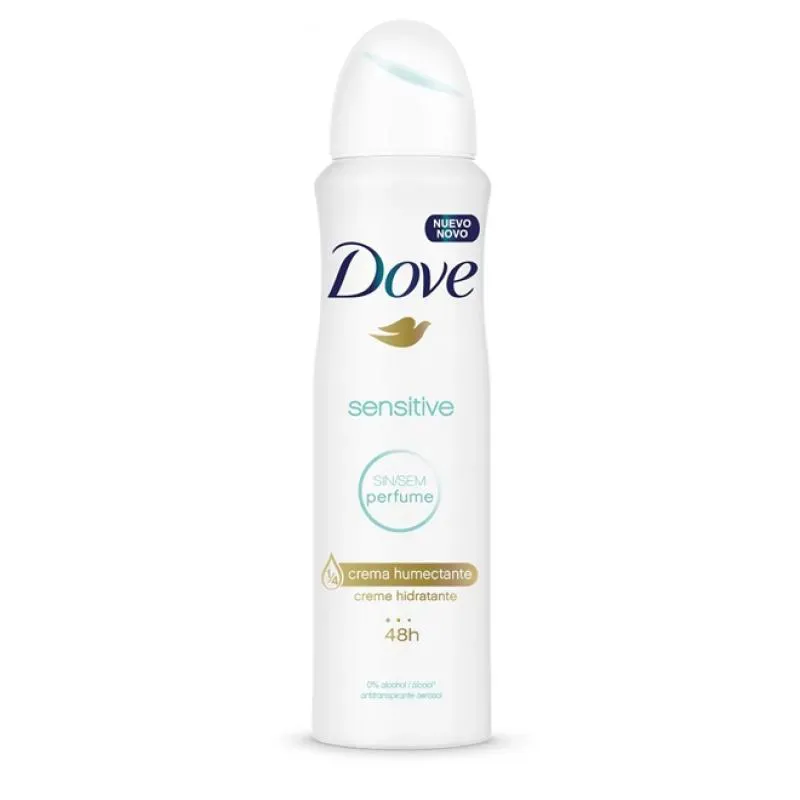 Imagem de Desodorante Antitranspirante Aerosol Dove Sensitive Feminino sem Perfume 48h 150ml