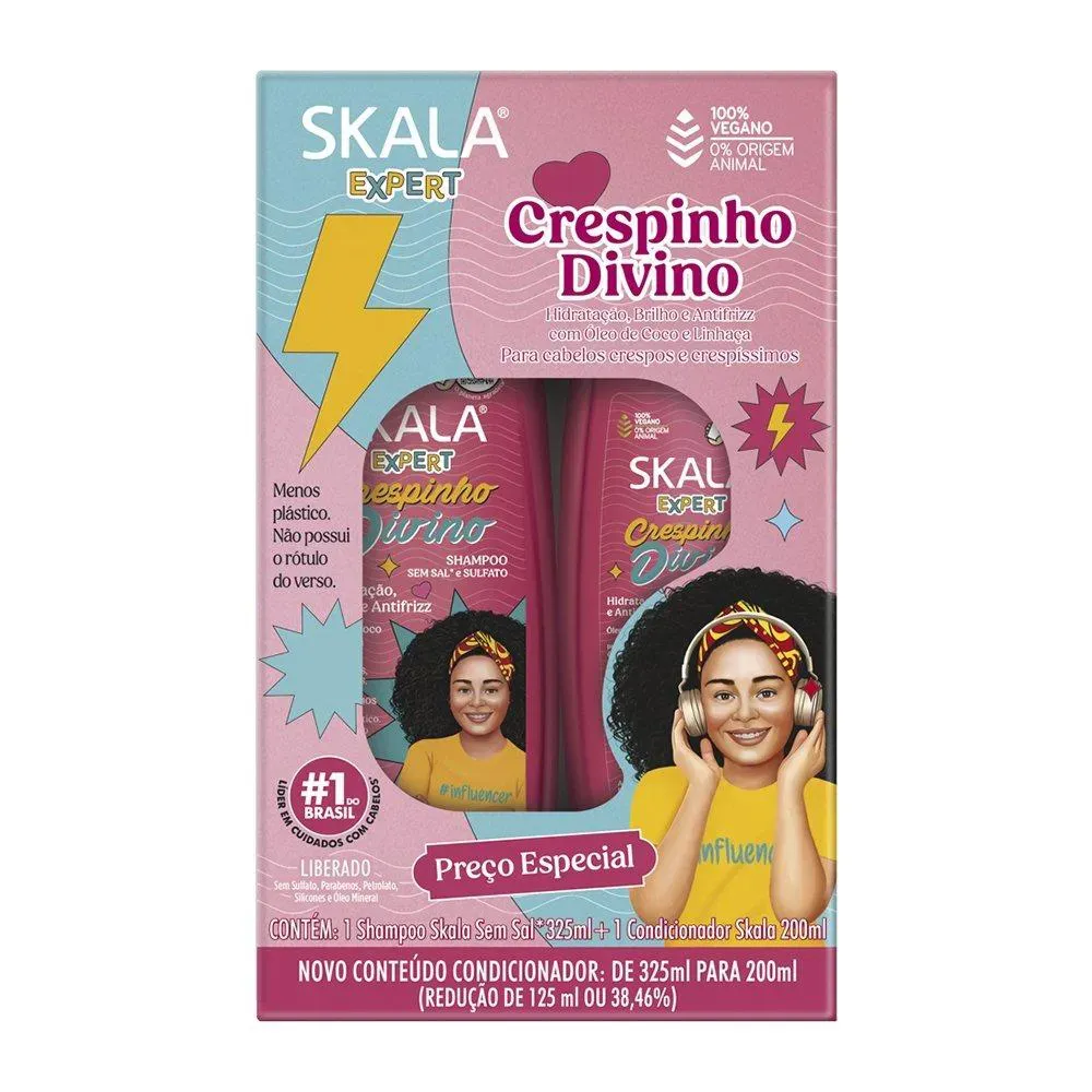 Imagem de Kit Shampoo 325Ml + Condicionador Skala Crespinho Divino 200Ml