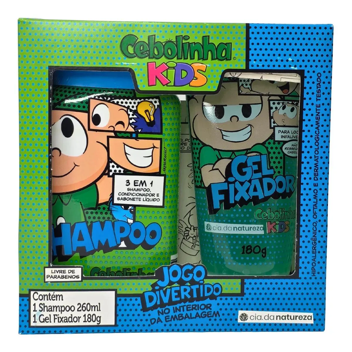 Imagem de Kit Shampoo 3 em 1 Extrato de Kiwi e Maçã + Gel Fixador Cebolinha Kids Cia. da Natureza